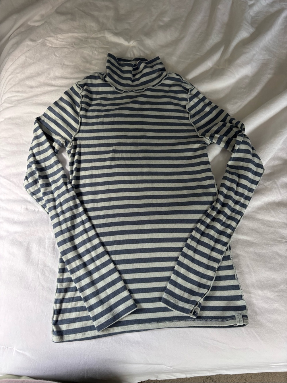Free People Navy & light blue Striped Turtleneck Long-Sleeve Tee